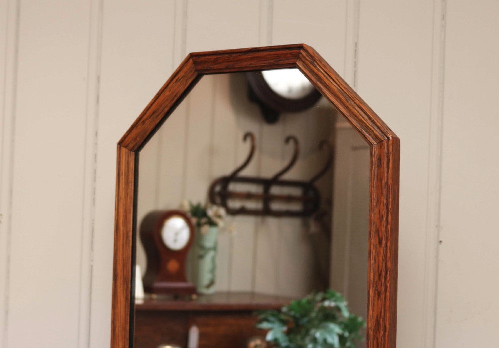 Edwardian Oak Framed Cheval Mirror View V
