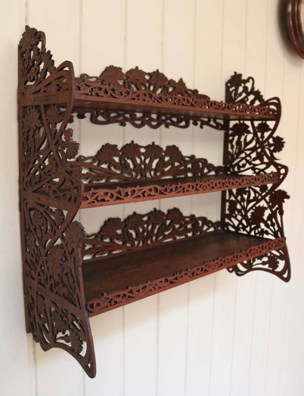 Mahogany Fretwork Three Tier Shelf  View V