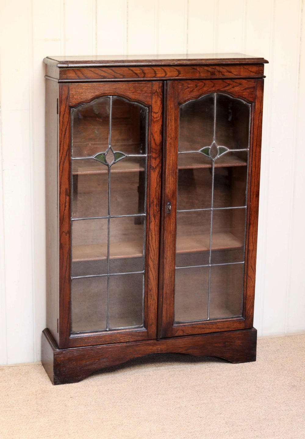 Small Proportioned Glazed Oak Bookcase  View II