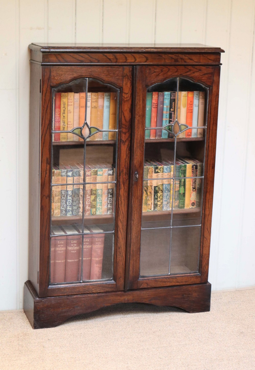 Small Proportioned Glazed Oak Bookcase  View III