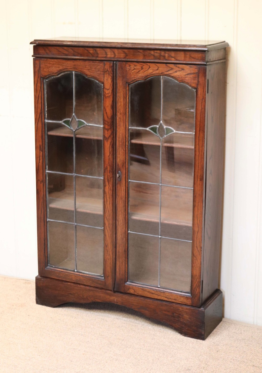 Small Proportioned Glazed Oak Bookcase  View IV