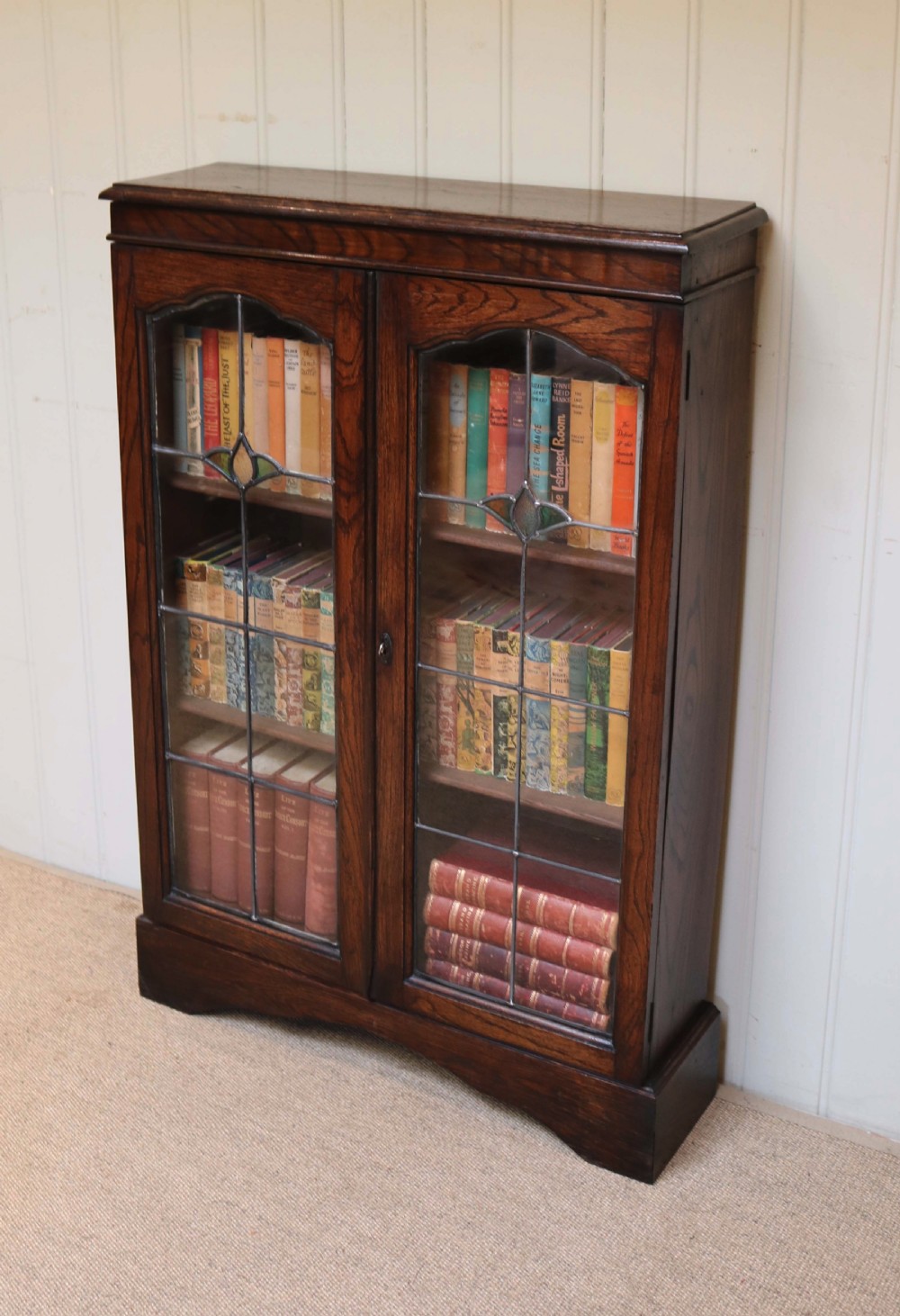 Small Proportioned Glazed Oak Bookcase  View V