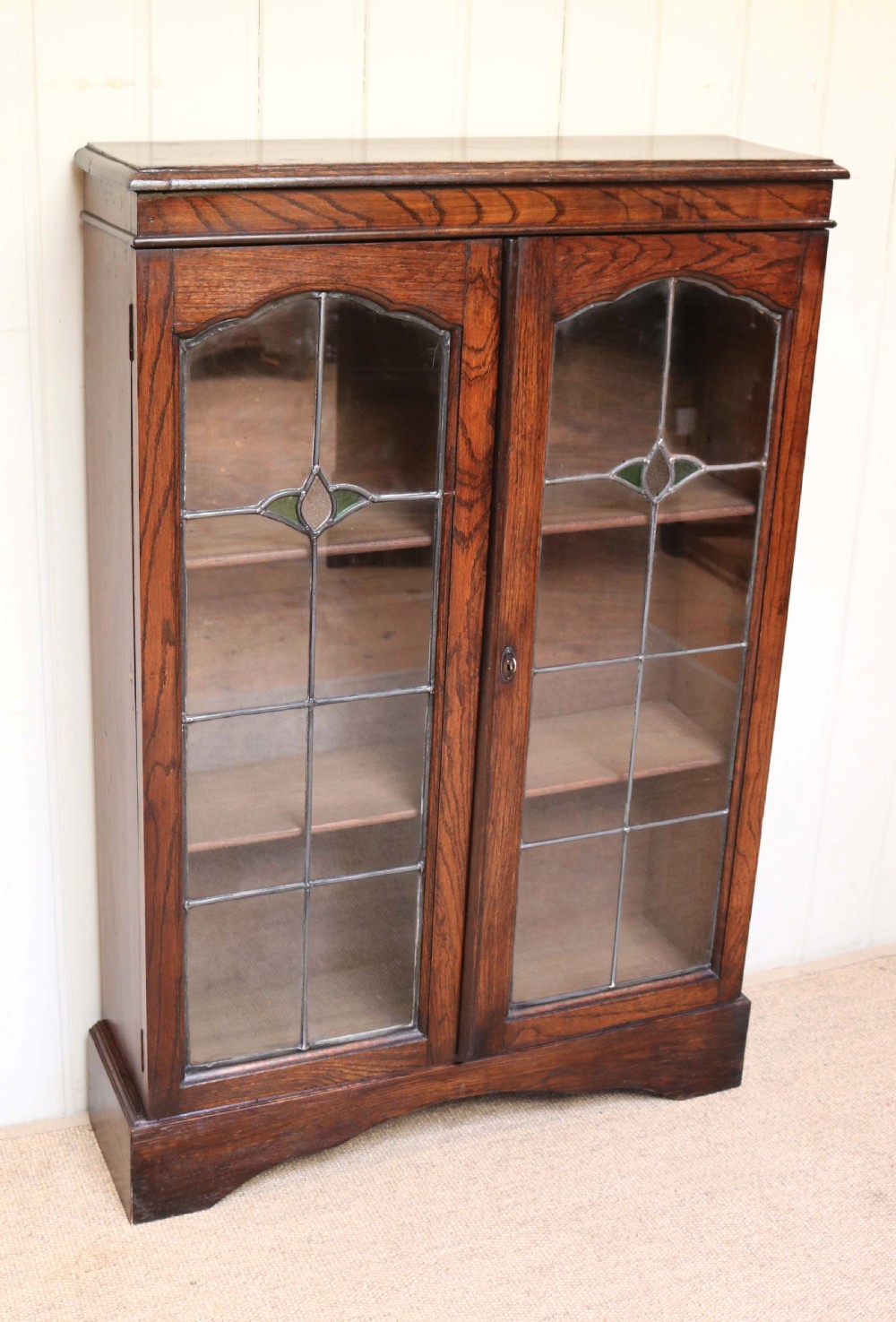 Small Proportioned Glazed Oak Bookcase  View VI