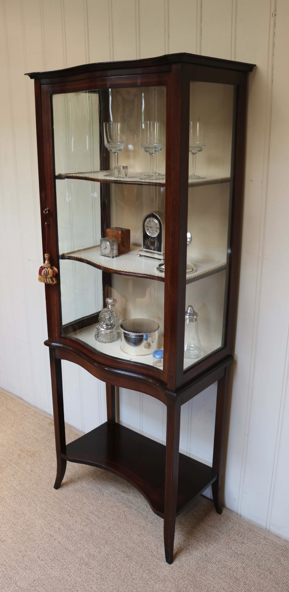 Edwardian Serpentine Front Display Cabinet