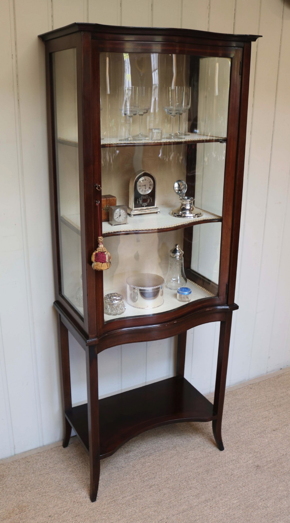 Edwardian Serpentine Front Display Cabinet View III