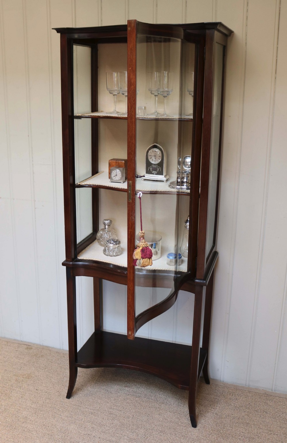 Edwardian Serpentine Front Display Cabinet View V