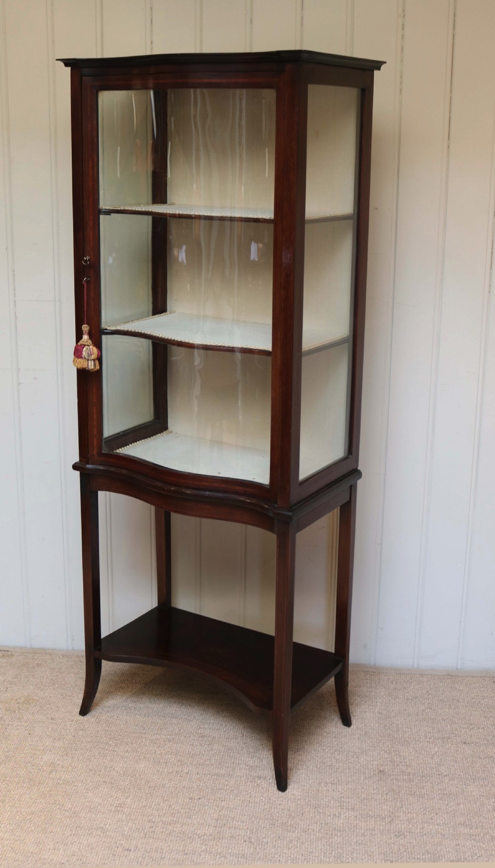 Edwardian Serpentine Front Display Cabinet View VI