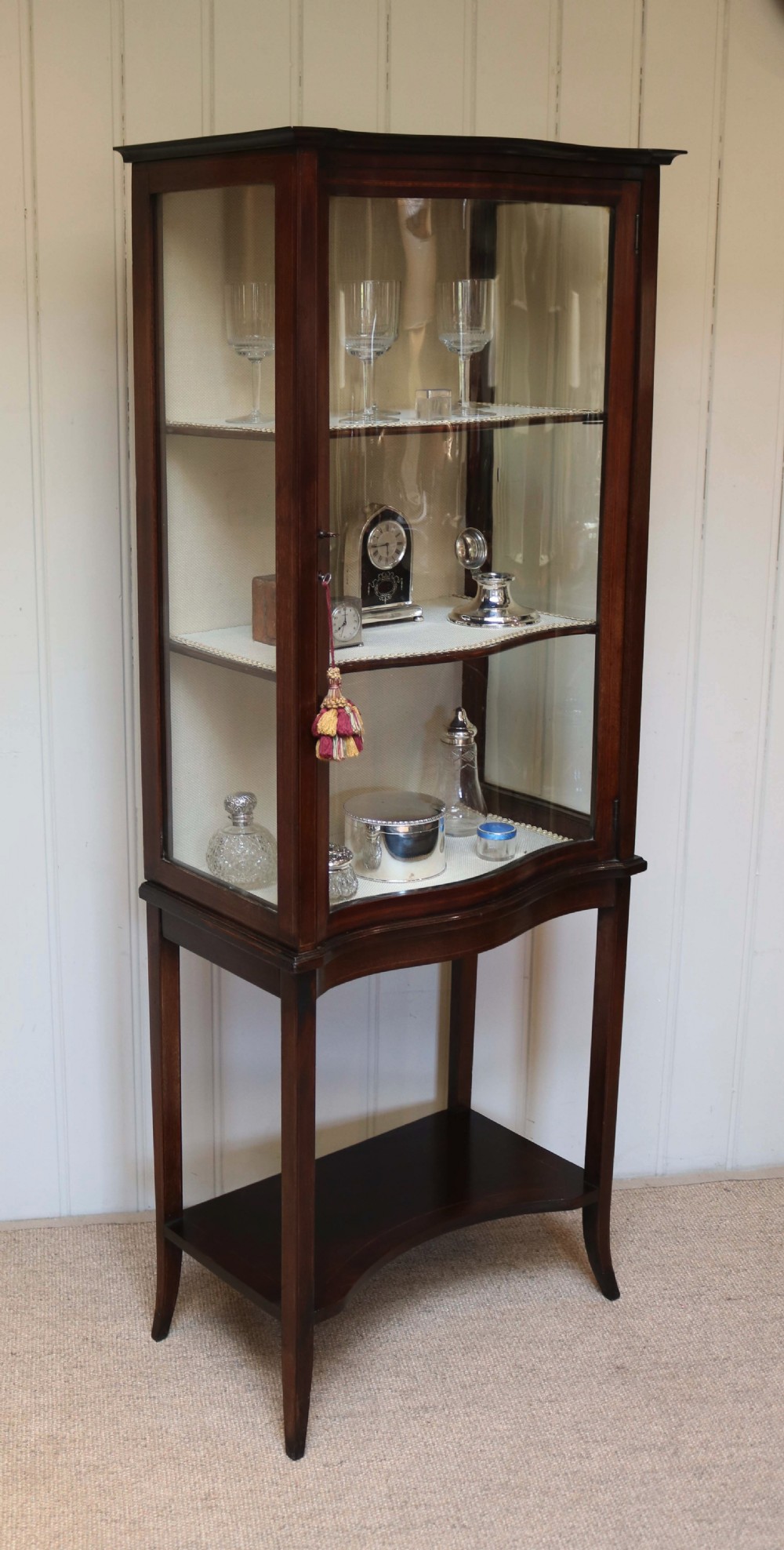 Edwardian Serpentine Front Display Cabinet View VII