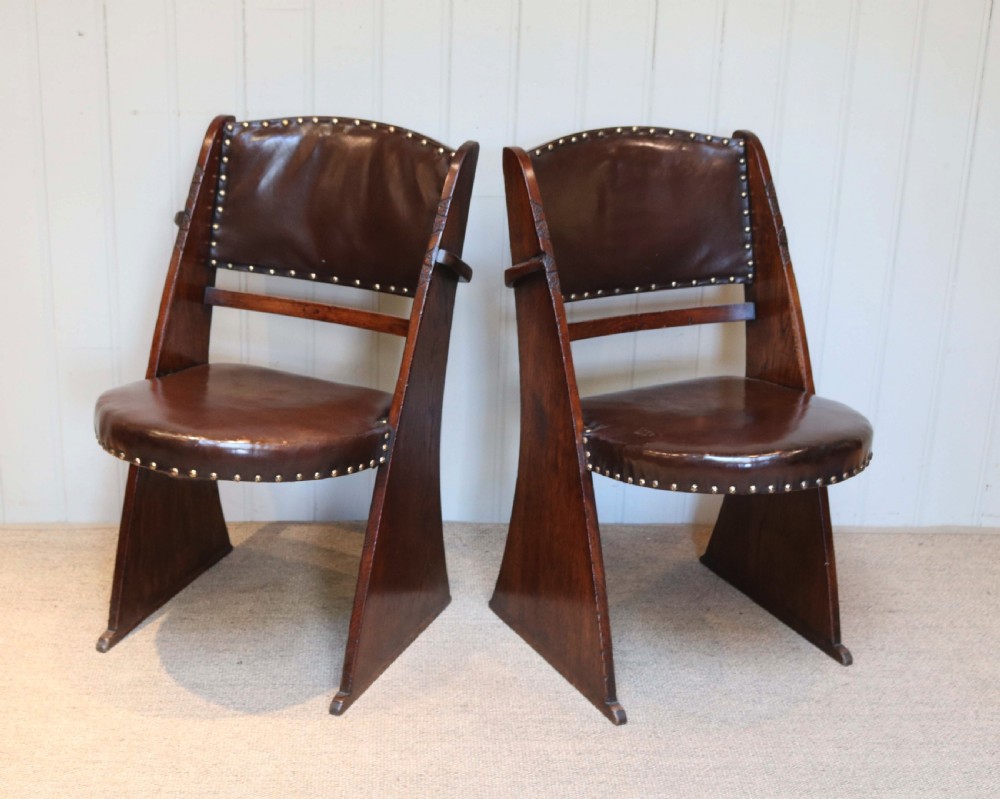 Pair Of Oak Art Deco Chairs 