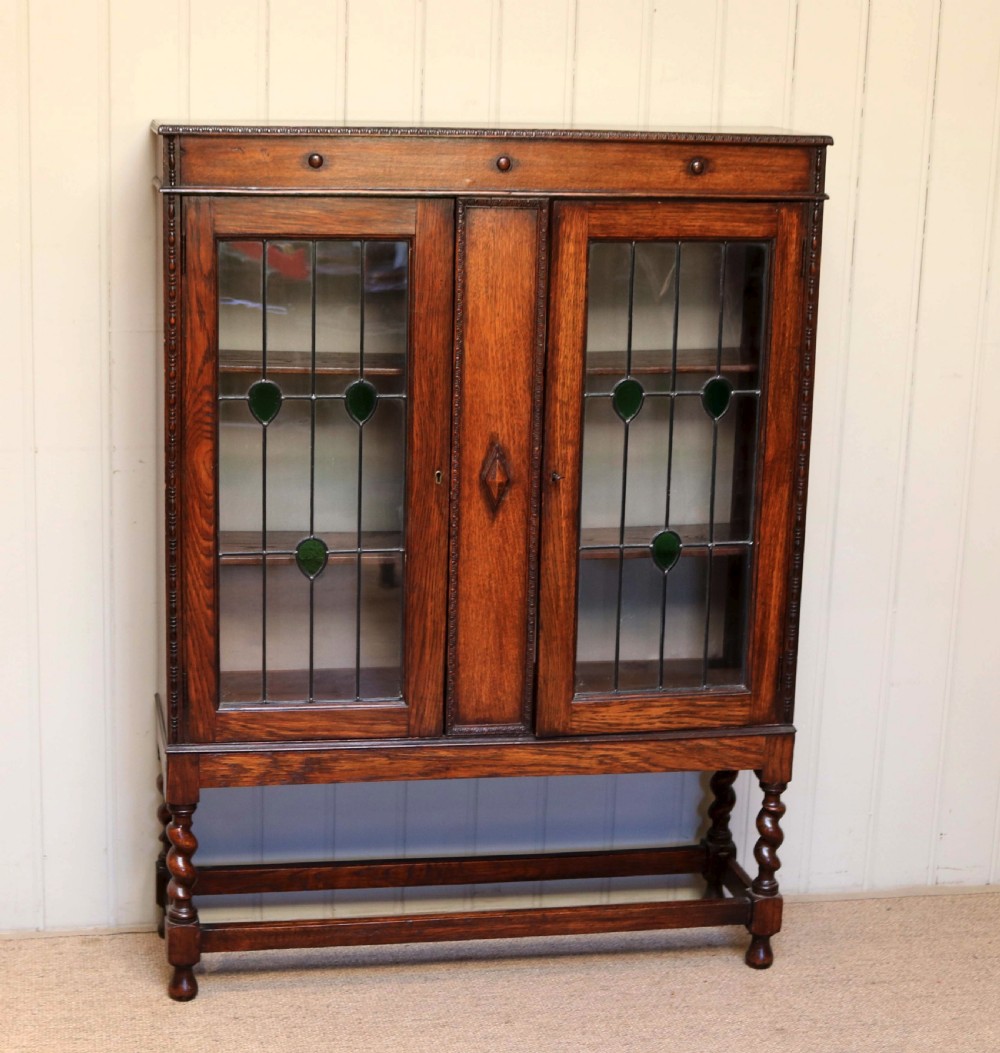Edwardian Oak Two Door Bookcase