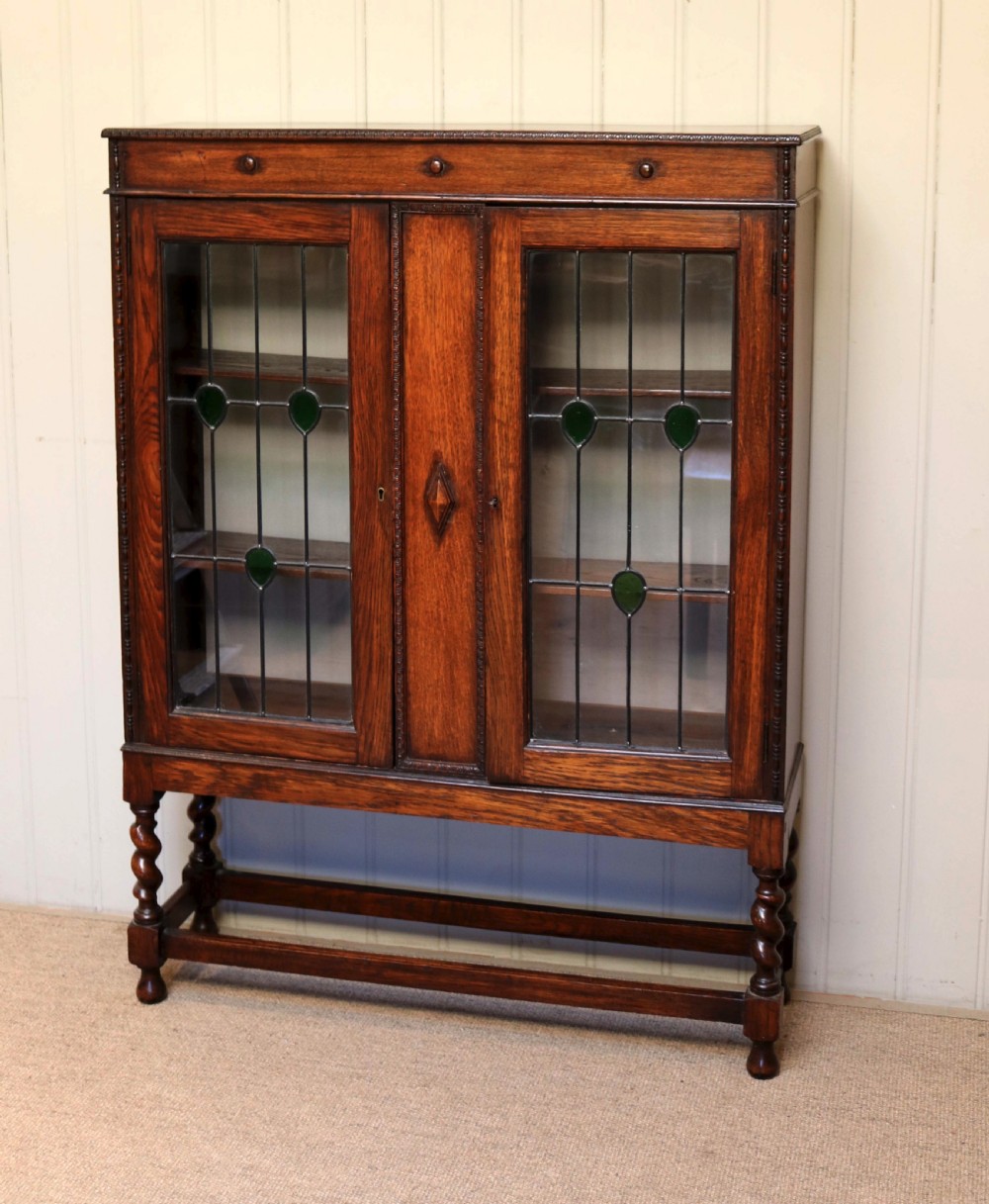 Edwardian Oak Two Door Bookcase View II