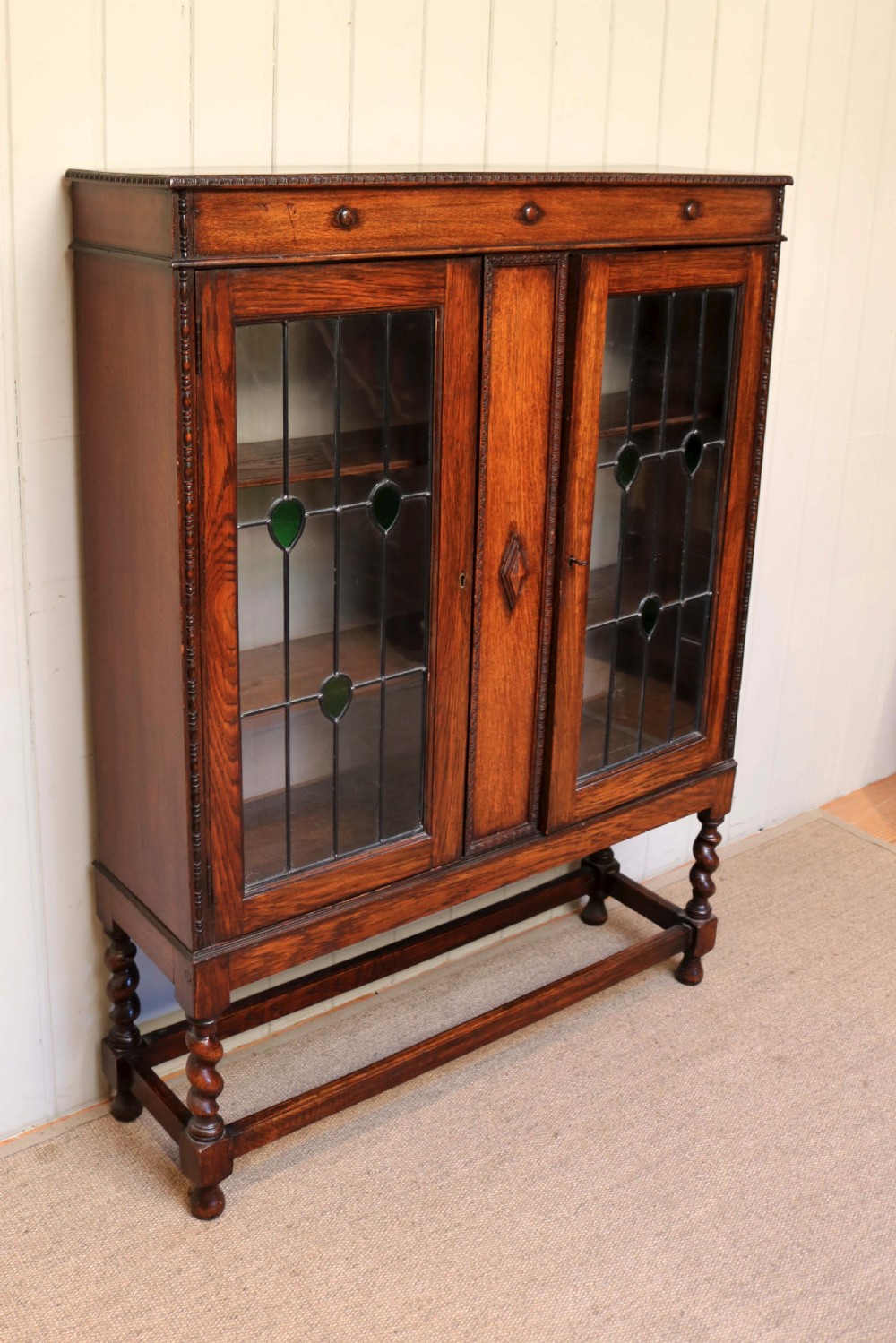 Edwardian Oak Two Door Bookcase View III
