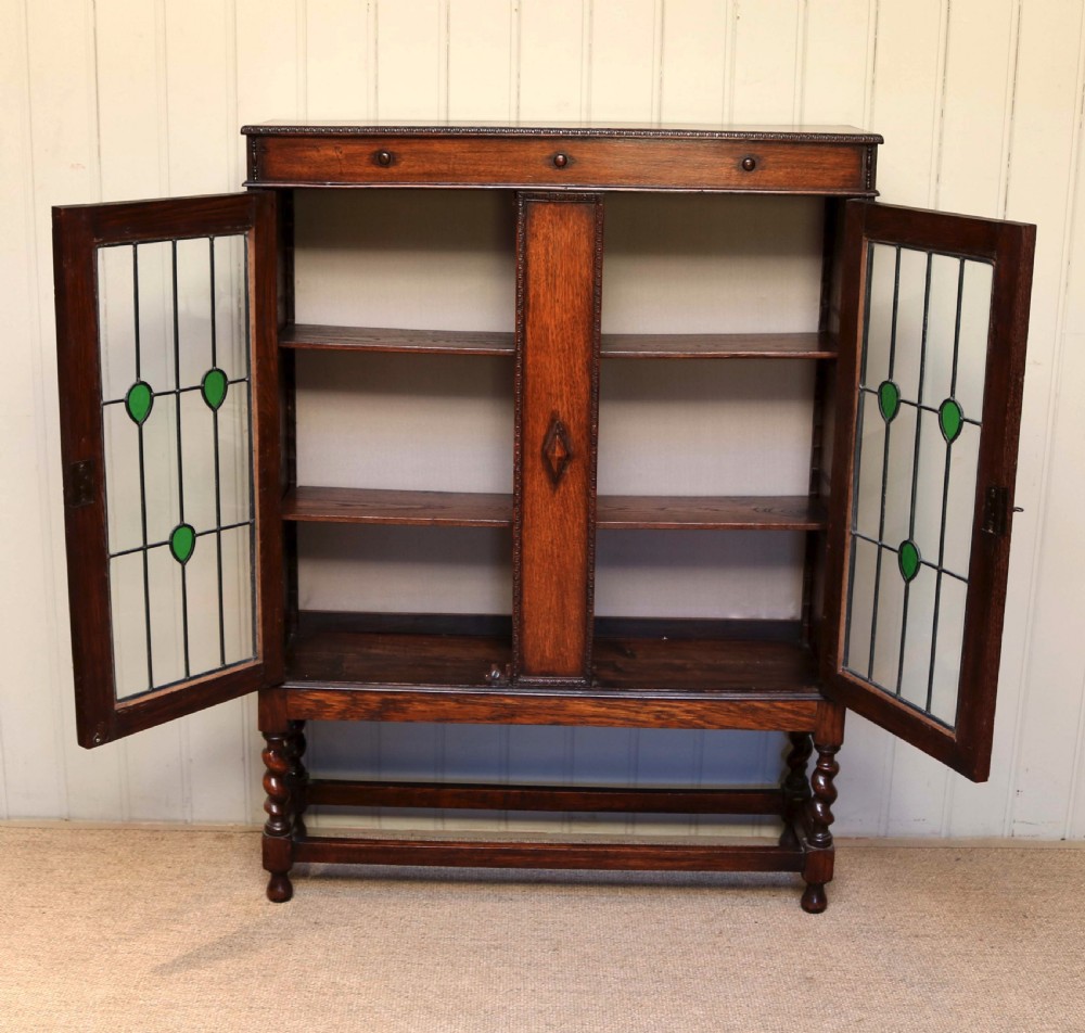 Edwardian Oak Two Door Bookcase View IV
