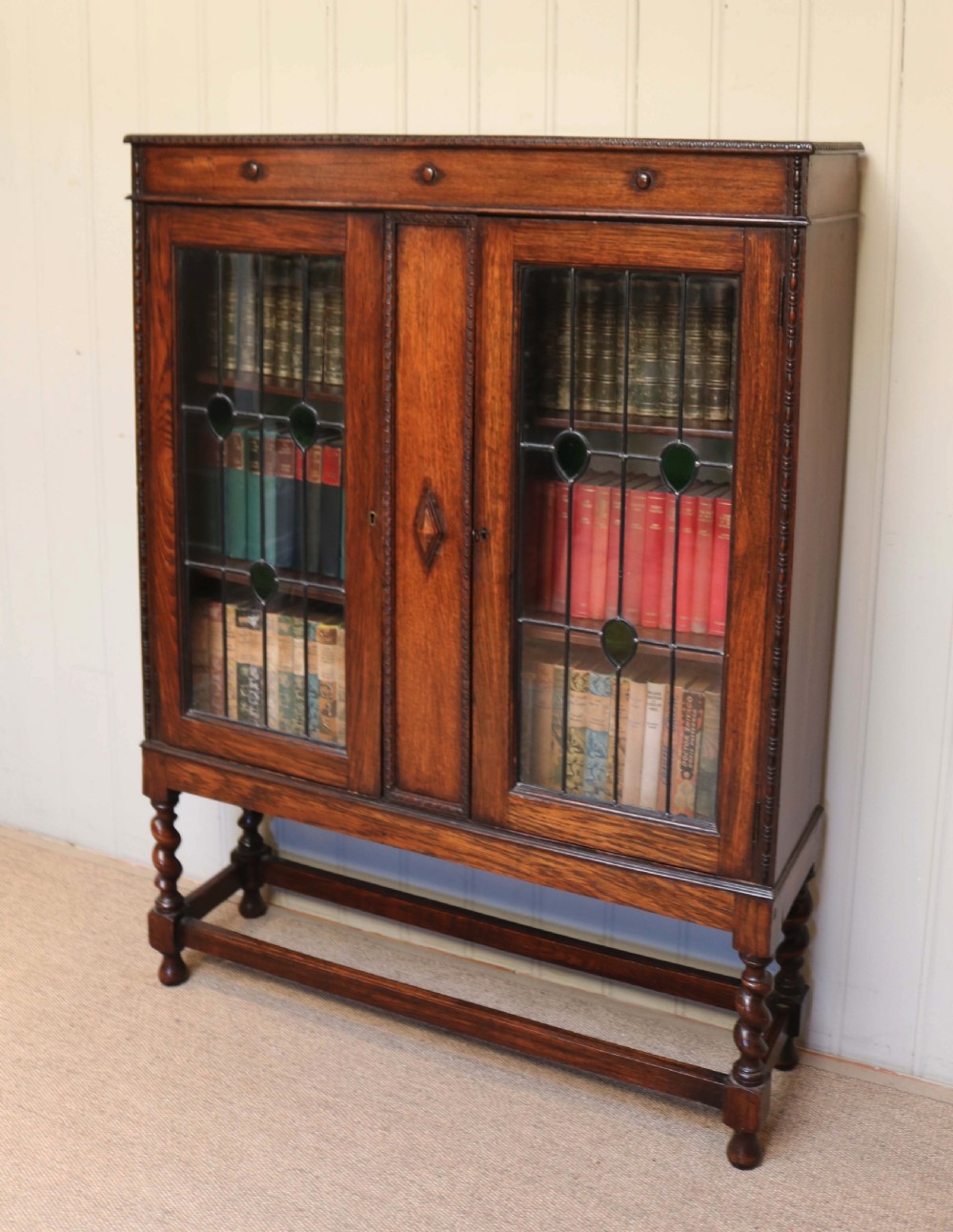 Edwardian Oak Two Door Bookcase View VI