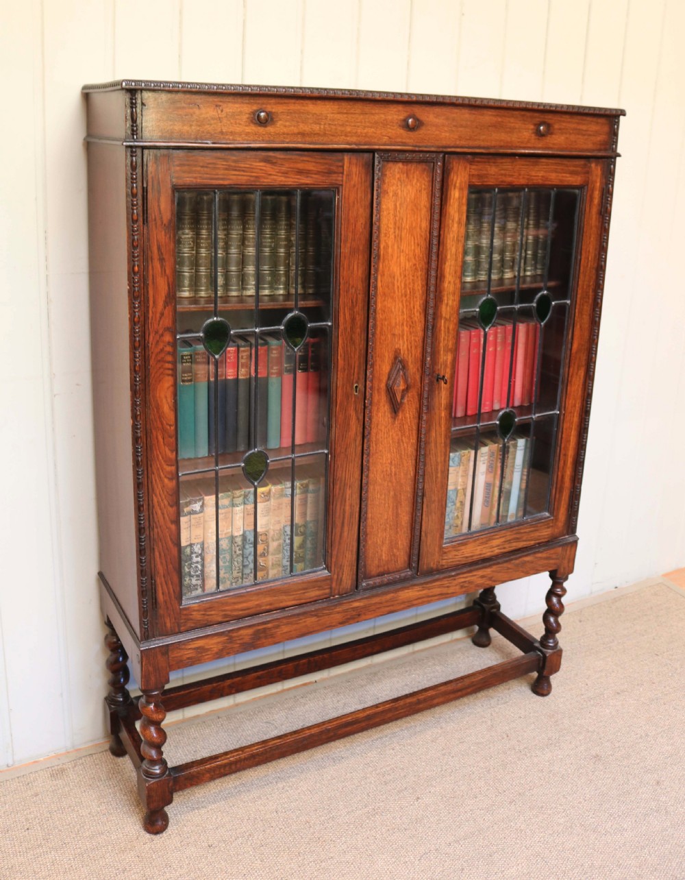 Edwardian Oak Two Door Bookcase View VII