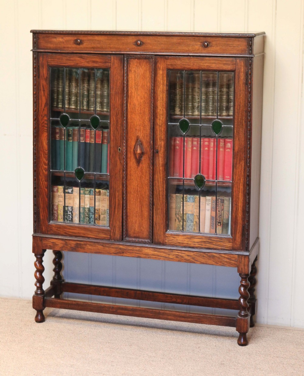 Edwardian Oak Two Door Bookcase View VIII