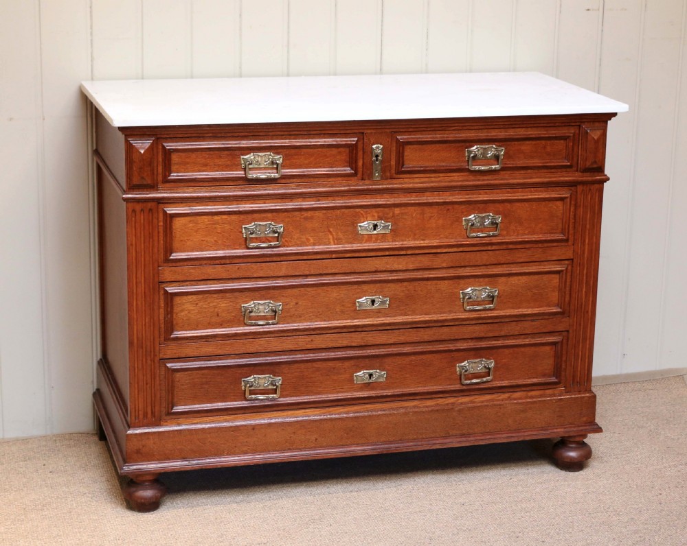 French Oak Marble Top Chest 