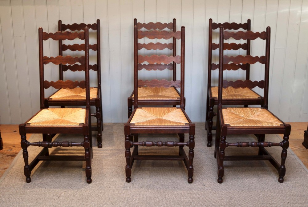 Set Of Six French Oak Dining Chairs
