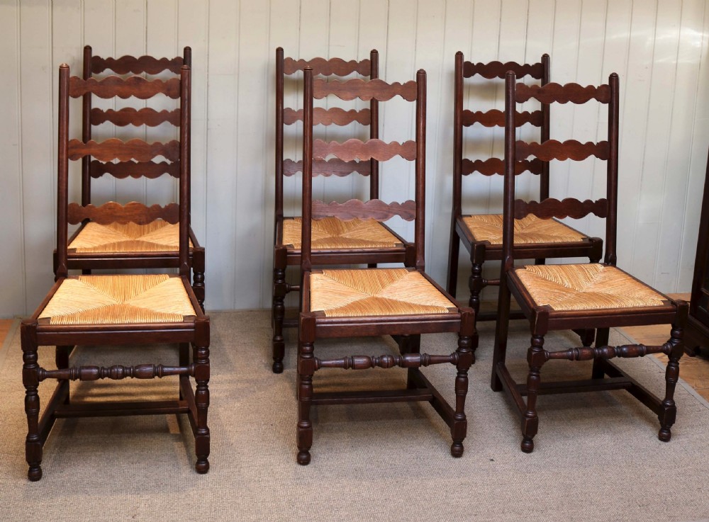 Set Of Six French Oak Dining Chairs View V