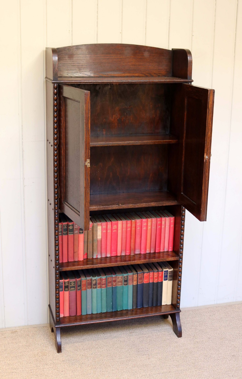 Small Proportioned Oak Cabinet Bookcase View V
