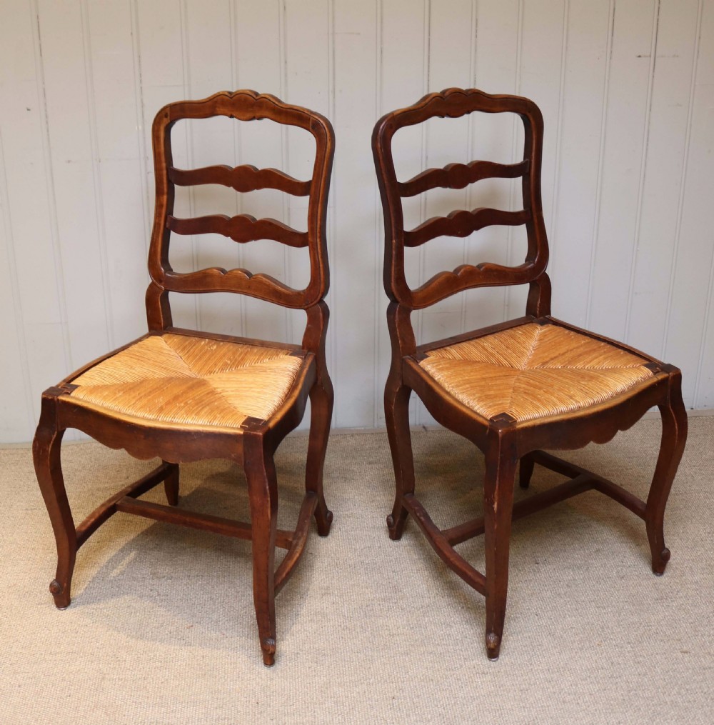Set Of Six French Cherry Wood Dining Chairs View II