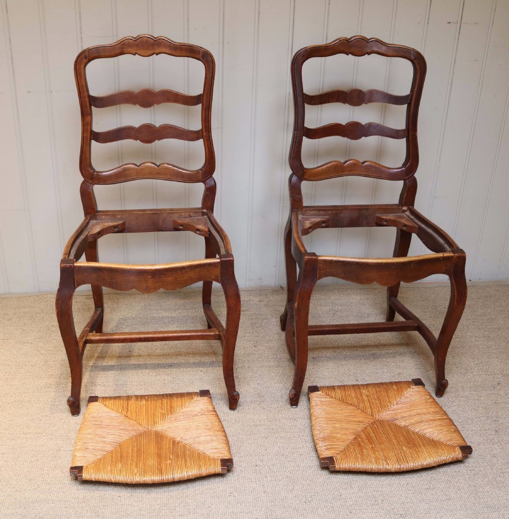 Set Of Six French Cherry Wood Dining Chairs View VI