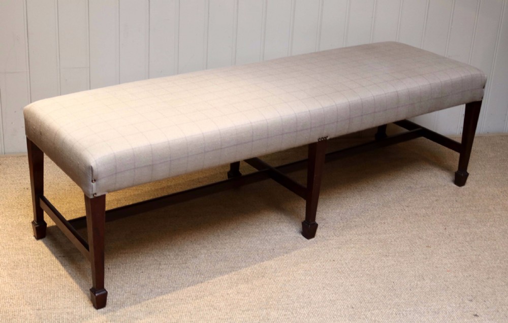 Long Upholstered Mahogany Stool  View III