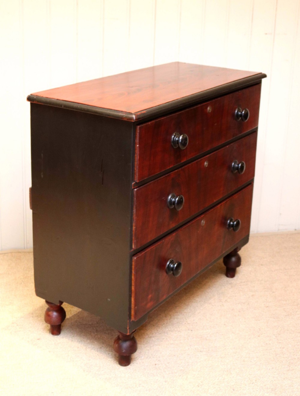 Pine Faux Mahogany Chest Of Drawers View III