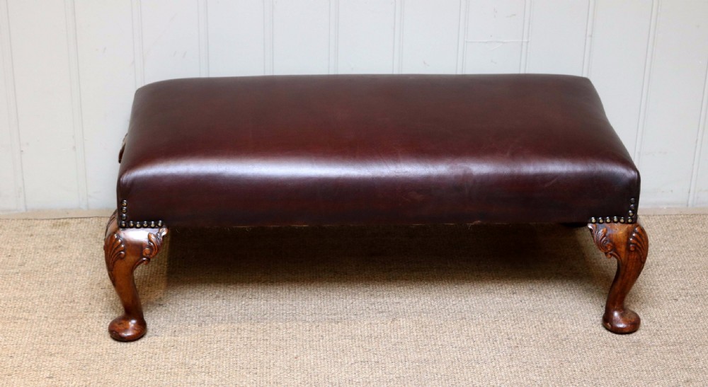 Walnut Framed Leather Footstool  View III
