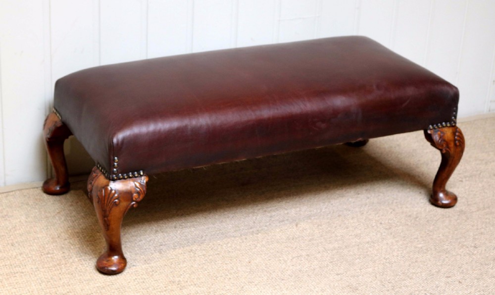 Walnut Framed Leather Footstool  View IV