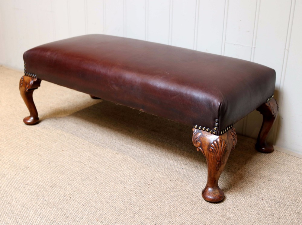 Walnut Framed Leather Footstool  View VI
