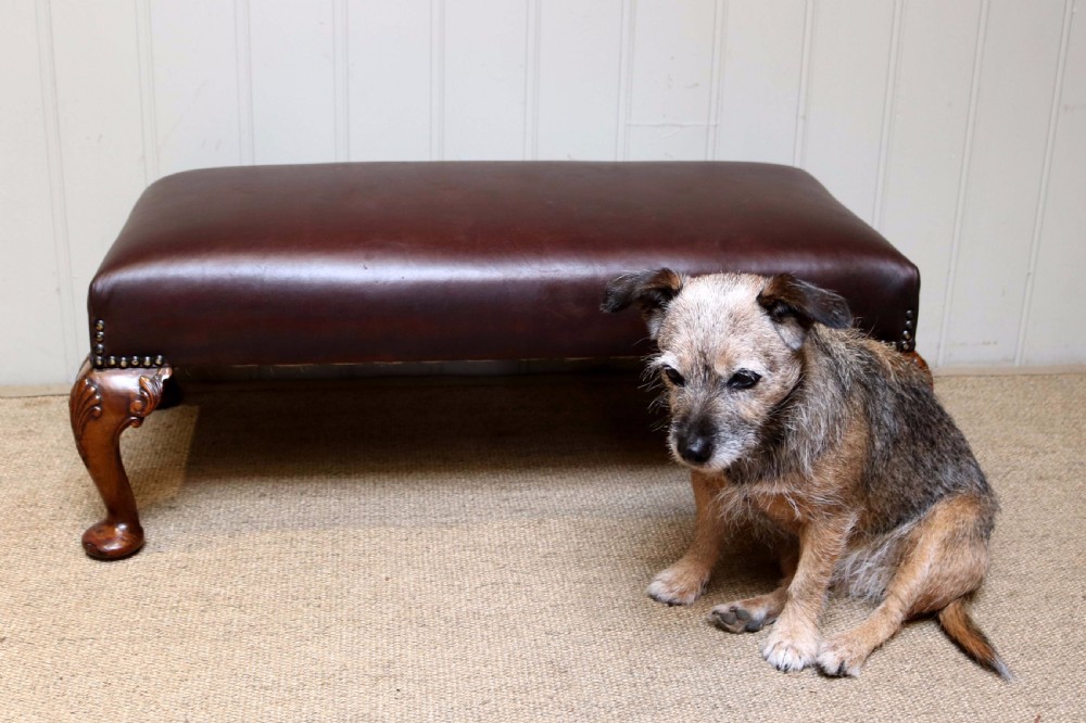 Walnut Framed Leather Footstool  View VII