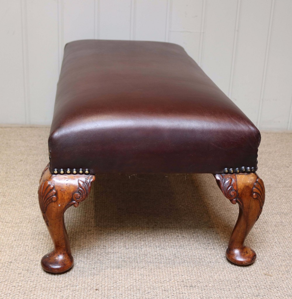 Walnut Framed Leather Footstool  View VIII