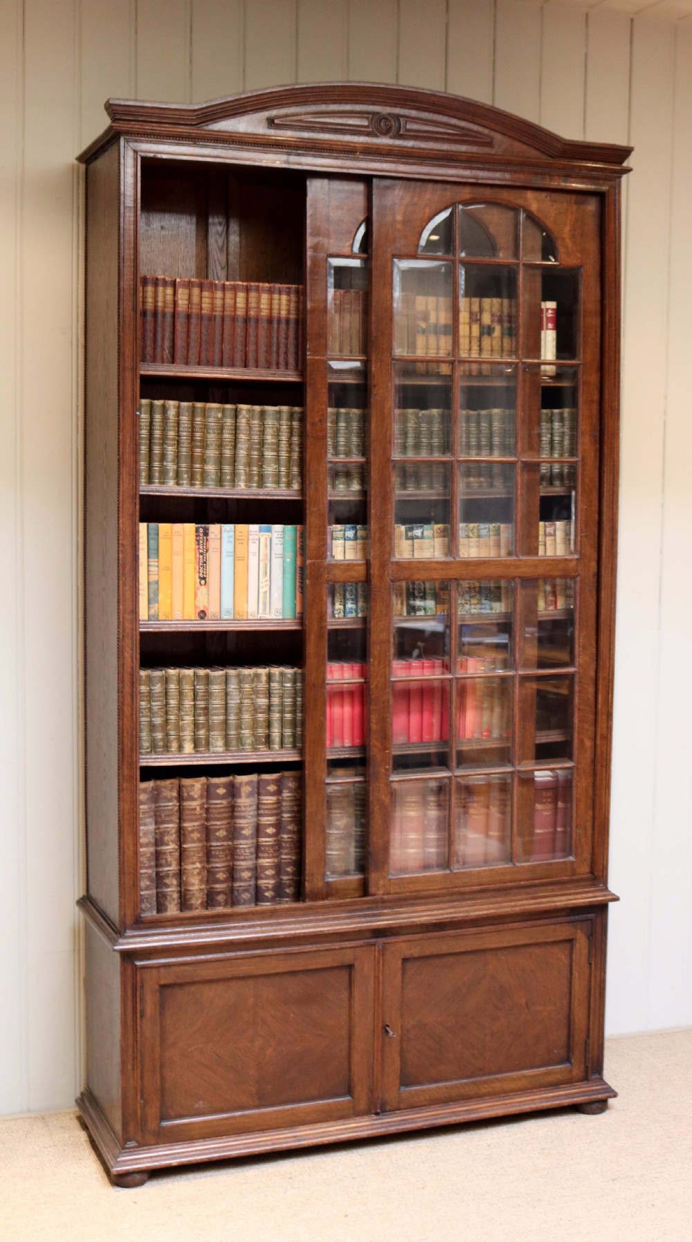 Solid Oak Glazed Bookcase View III