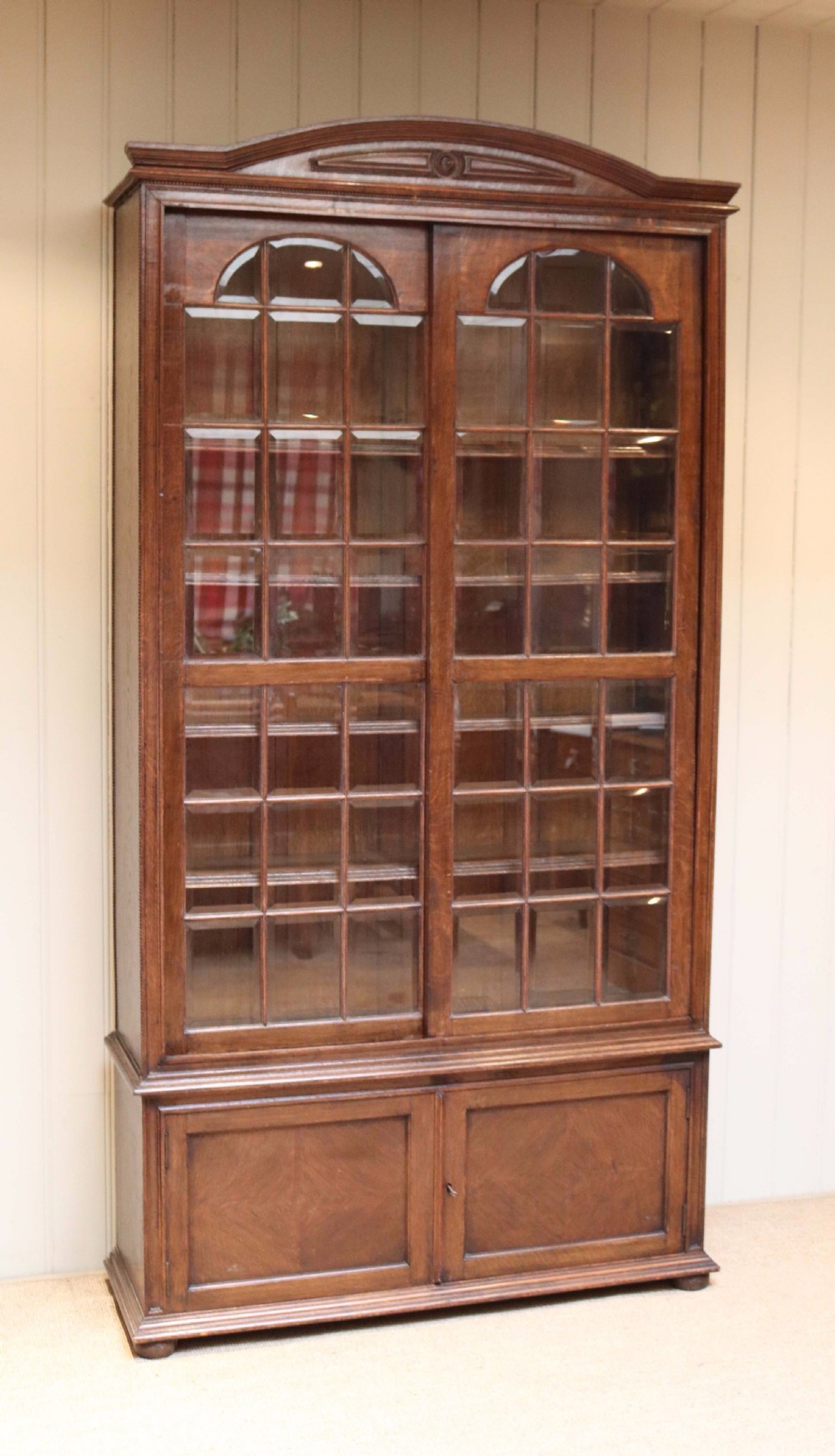 Solid Oak Glazed Bookcase View IV