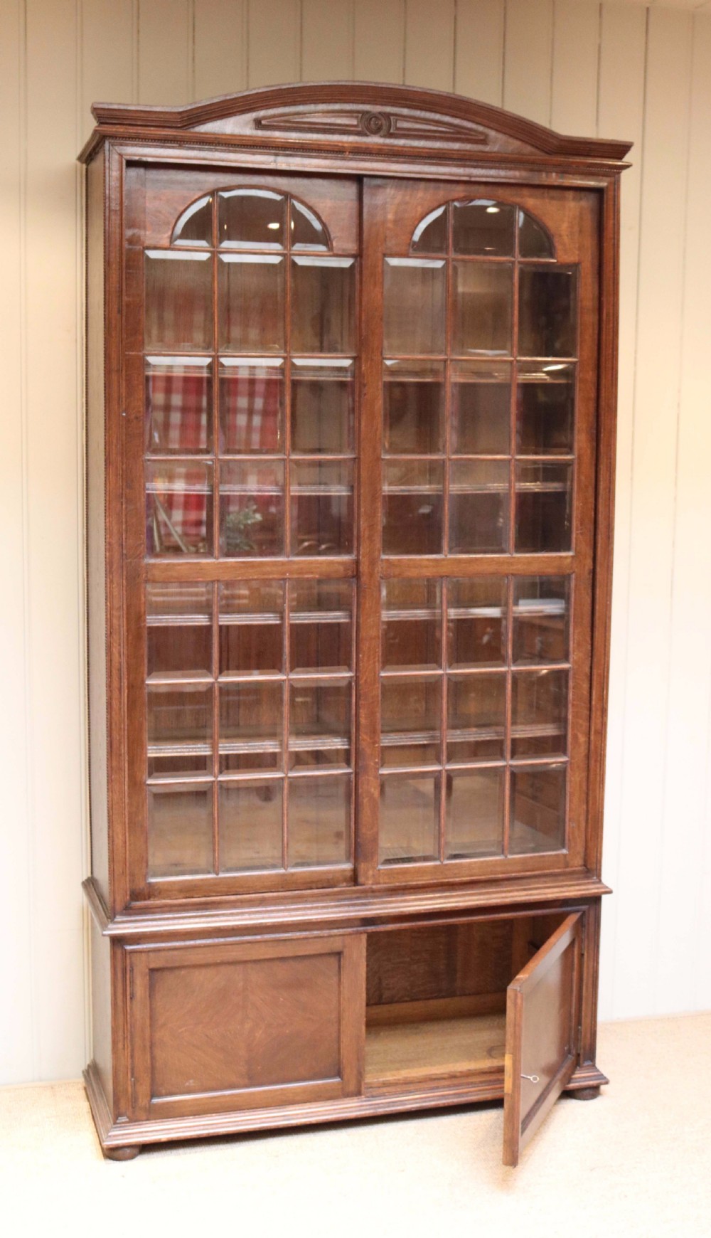 Solid Oak Glazed Bookcase View VI