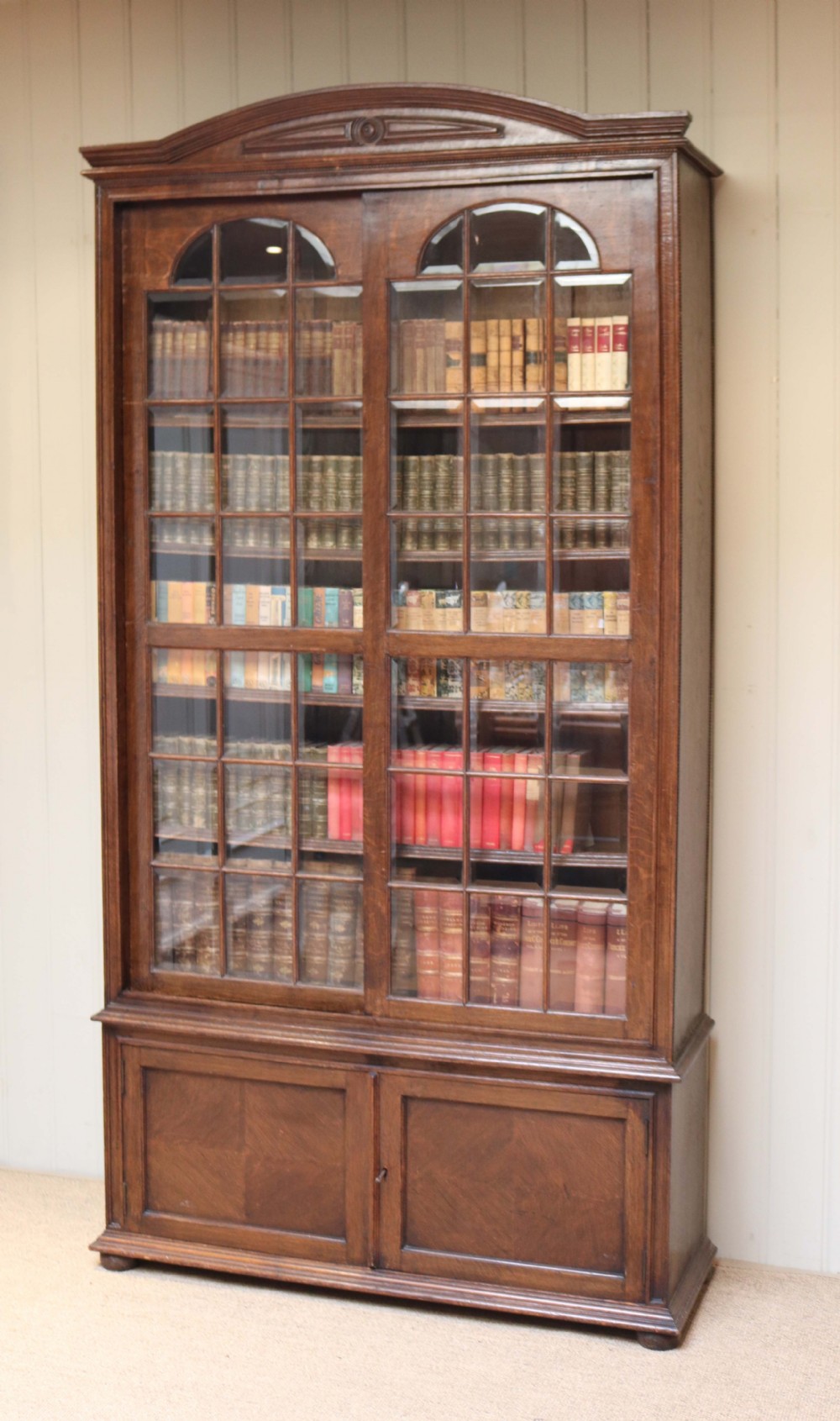Solid Oak Glazed Bookcase View IX