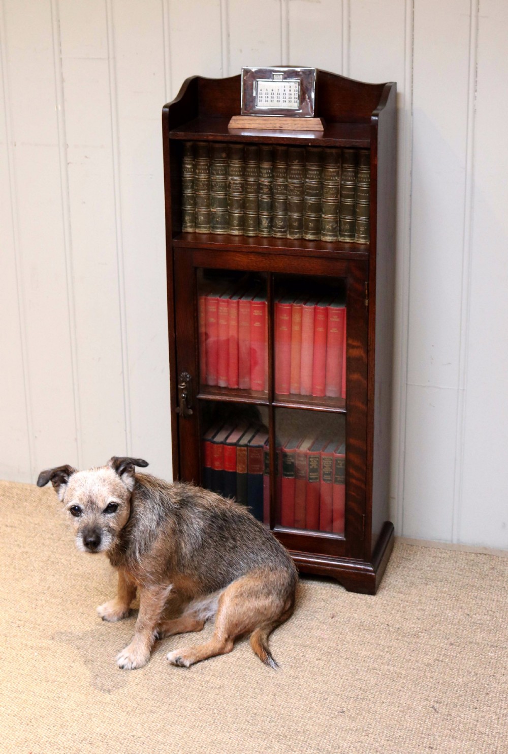 Small Oak Part Glazed Bookcase View V