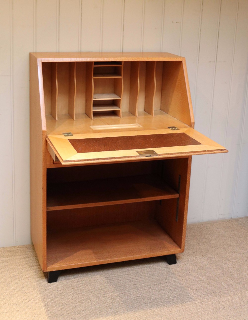 Unusual Australian Silky Oak Art Deco Bureau View II