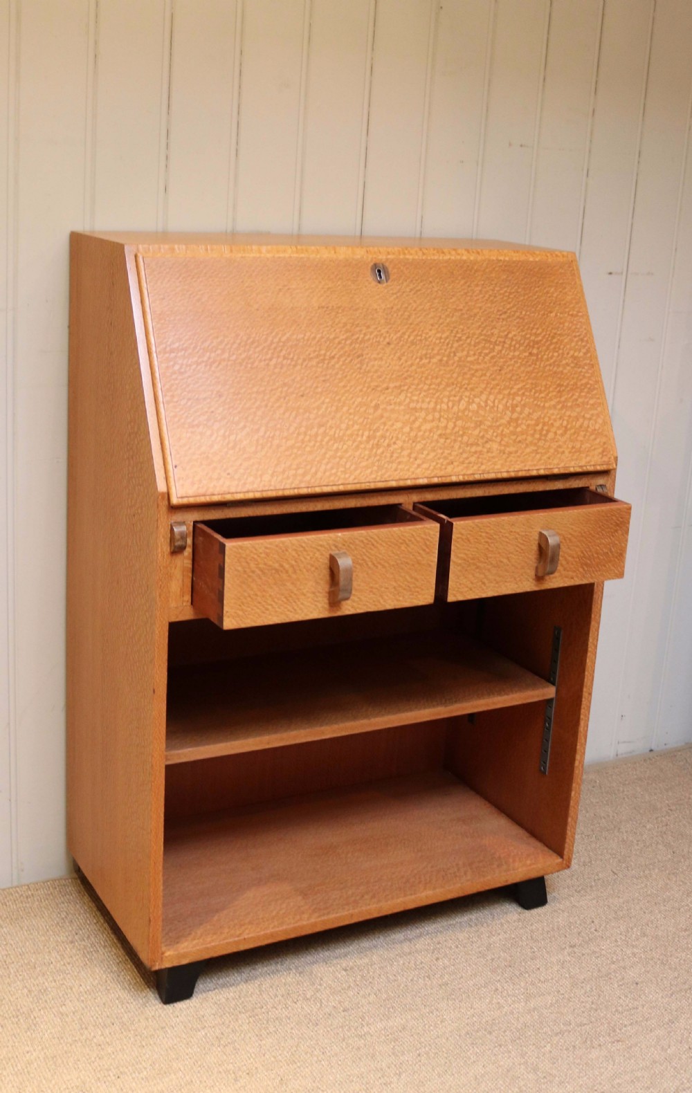 Unusual Australian Silky Oak Art Deco Bureau View V