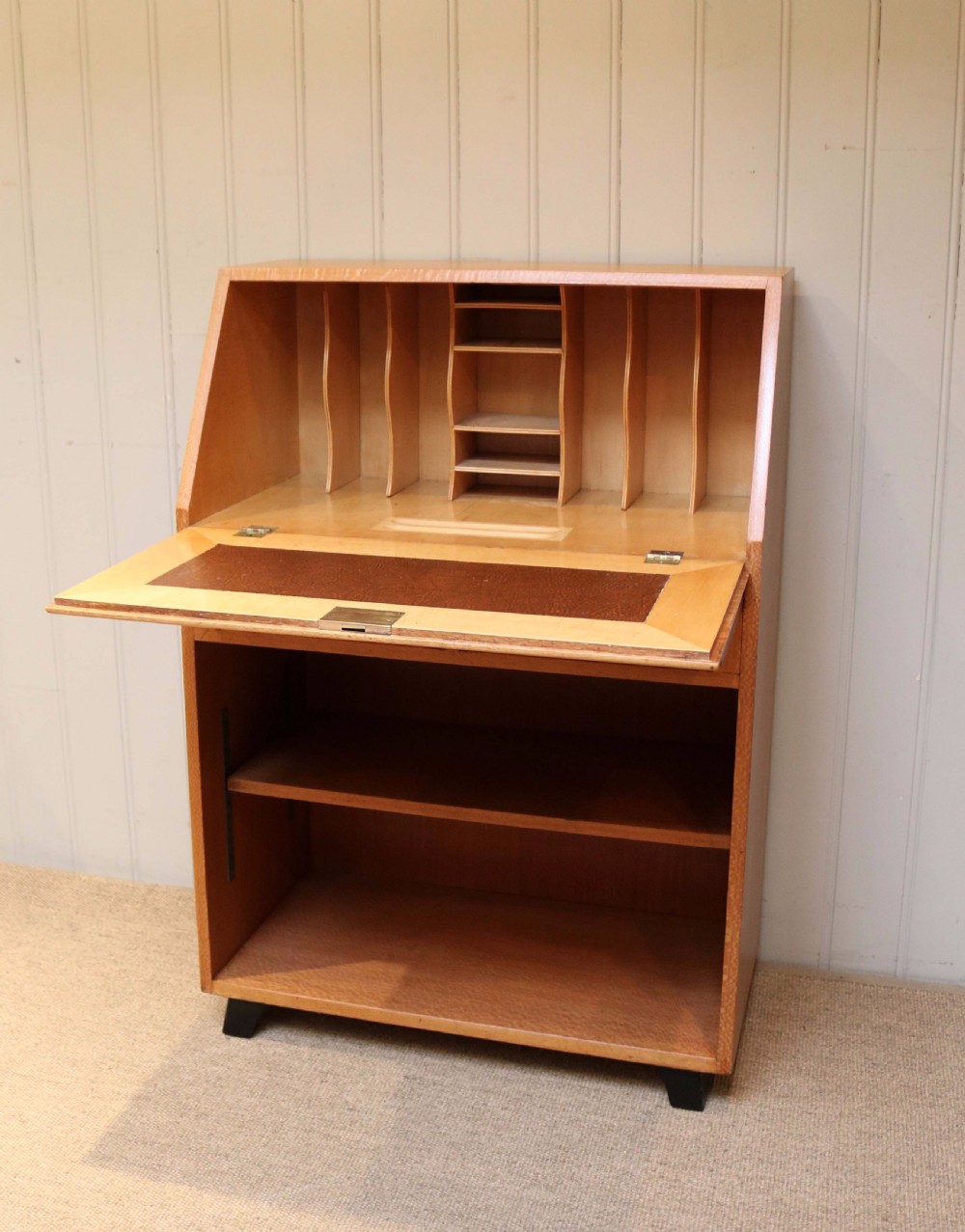 Unusual Australian Silky Oak Art Deco Bureau View VIII