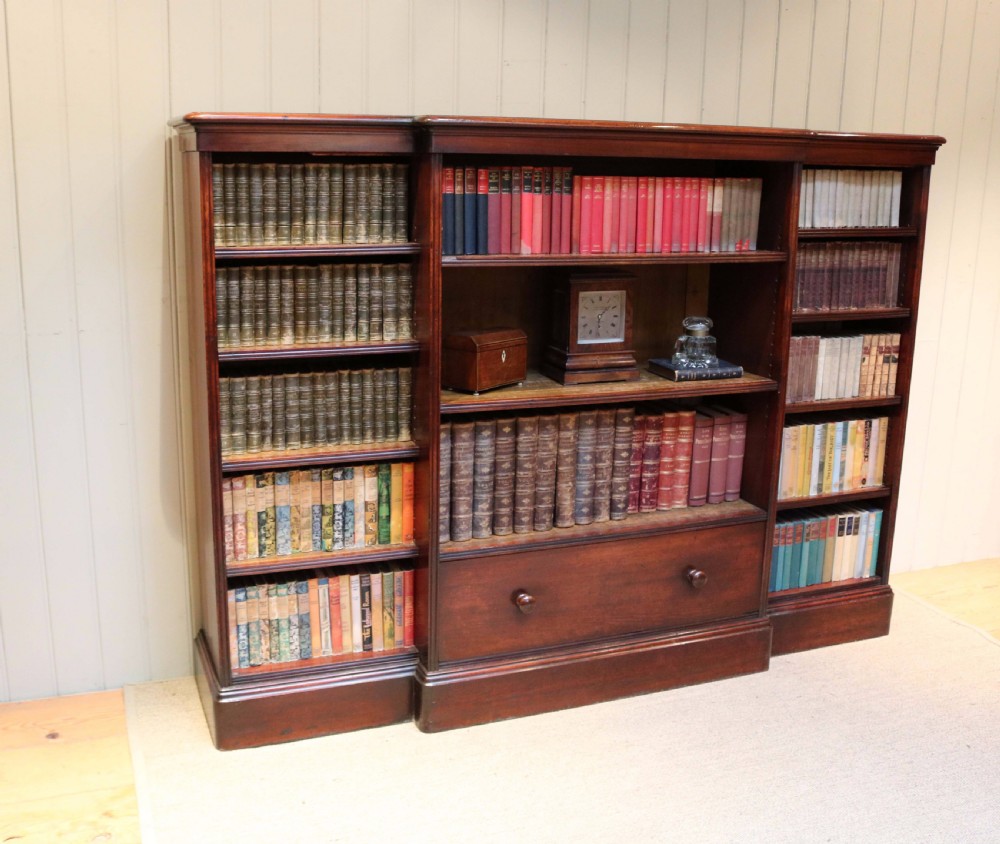 Large Victorian Mahogany Open Bookcase