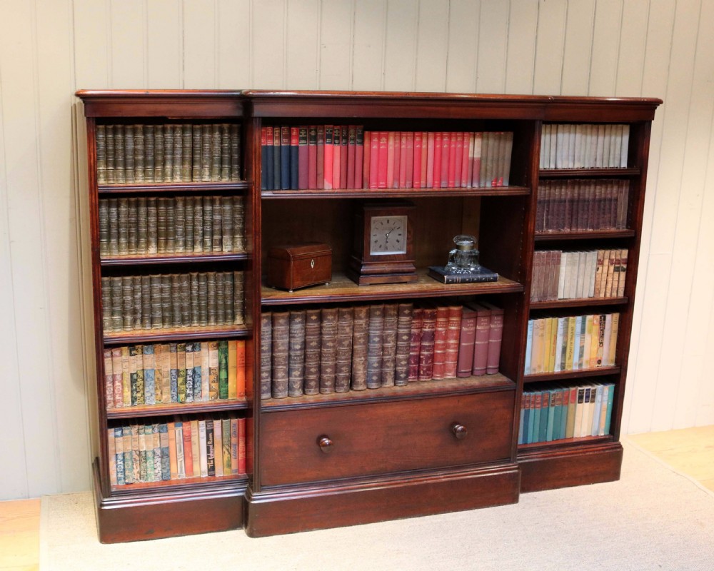 Large Victorian Mahogany Open Bookcase View III