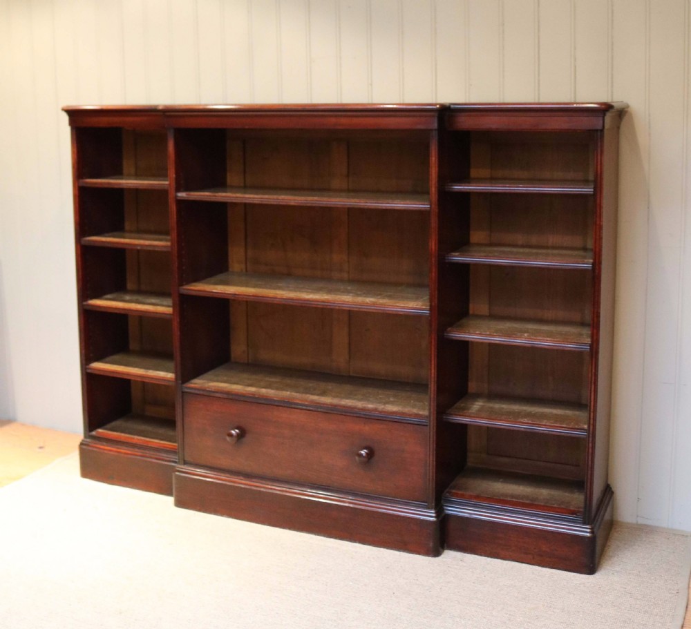 Large Victorian Mahogany Open Bookcase View IV