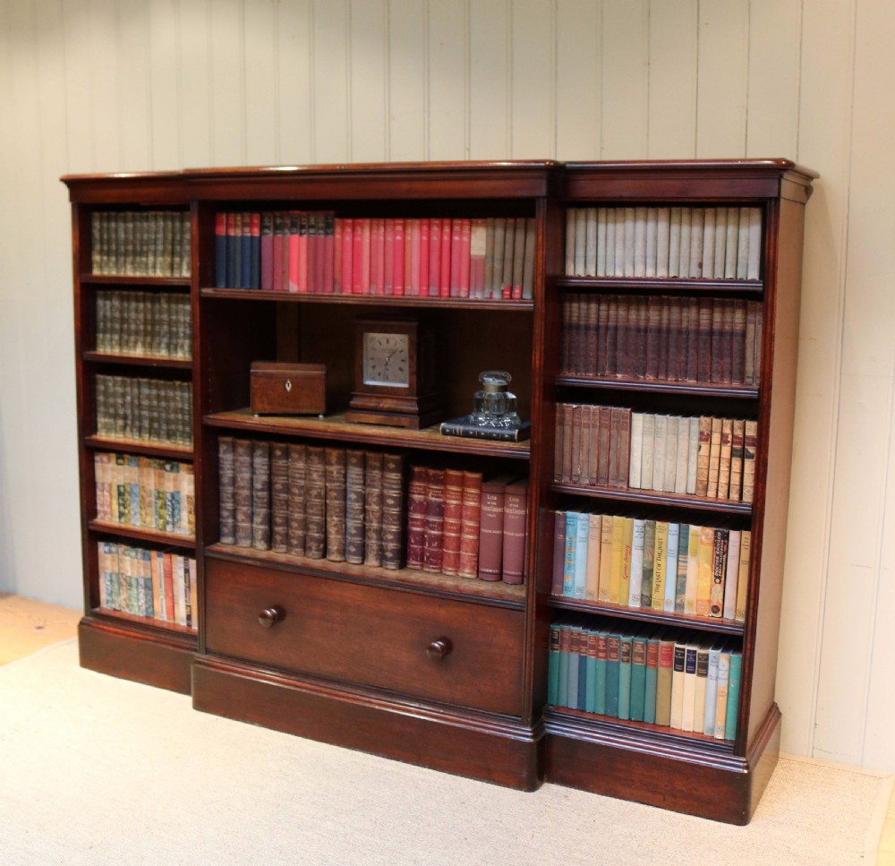 Large Victorian Mahogany Open Bookcase View V