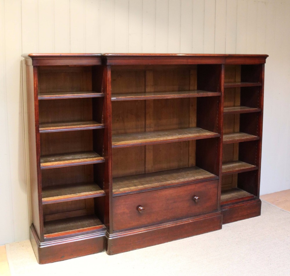 Large Victorian Mahogany Open Bookcase View VI