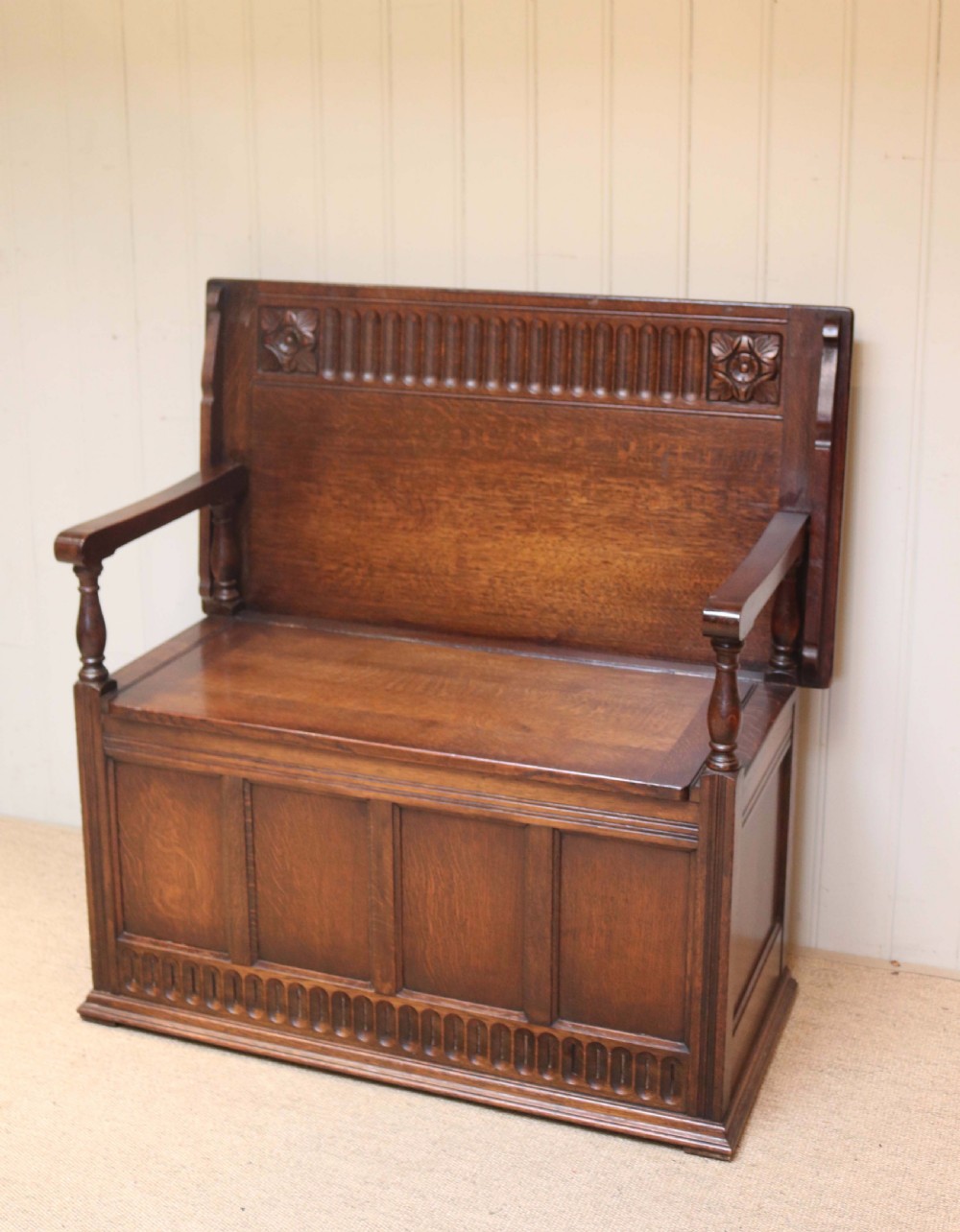 Solid oak Monks Bench