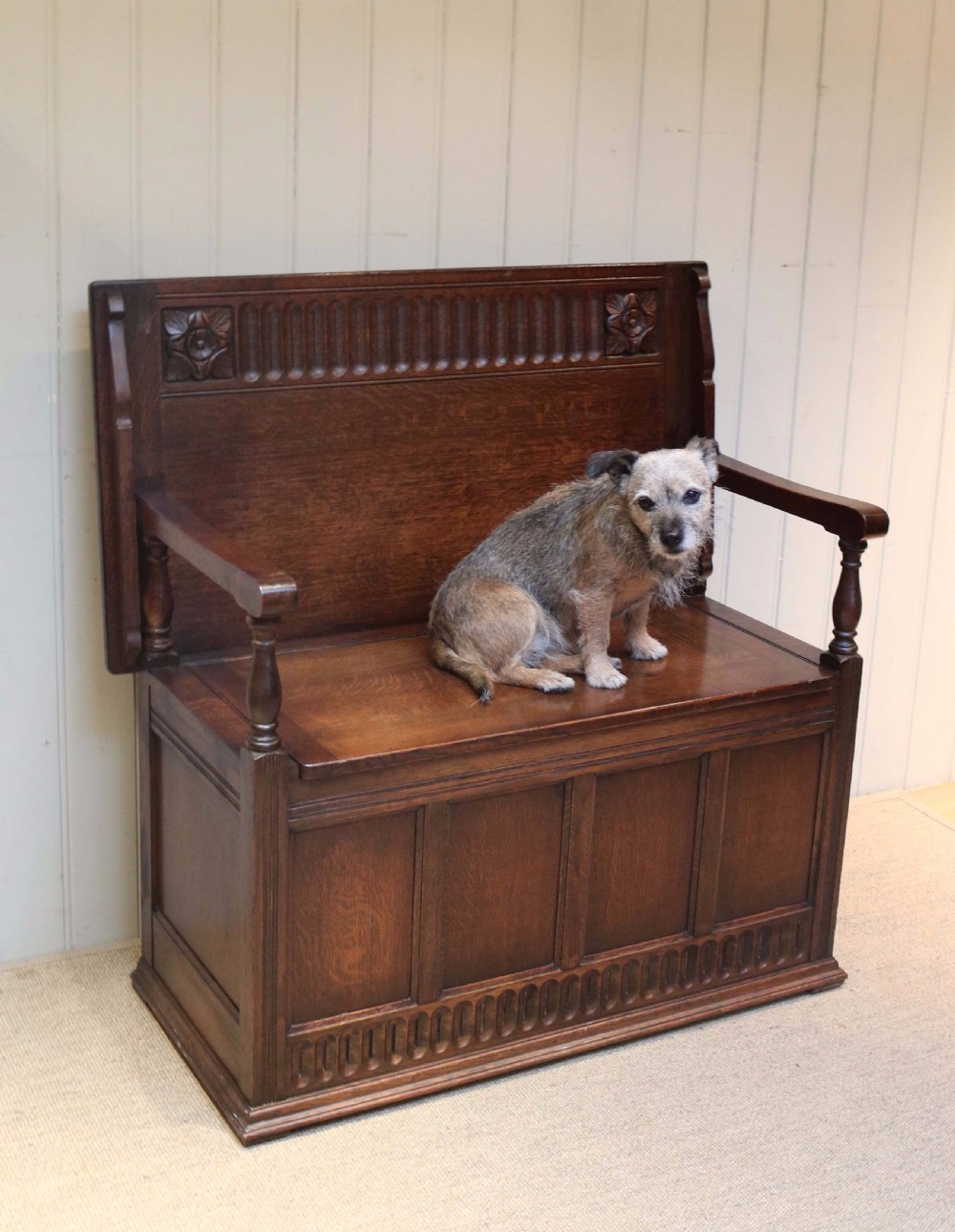 Solid oak Monks Bench View VI