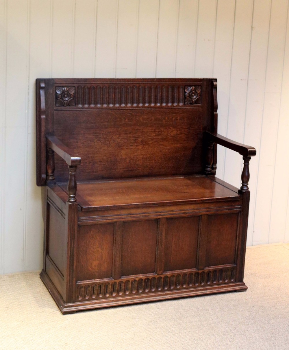 Solid oak Monks Bench View VII