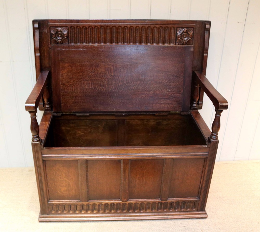 Solid oak Monks Bench View VIII
